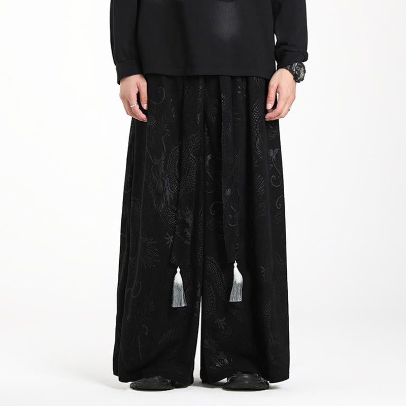 Tactile Jacquard Corduroy Wide-Leg Grounding Trousers