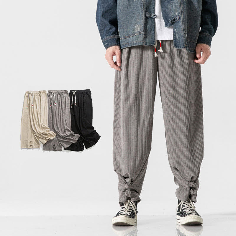 Men's Structured Cotton Straight-Leg Meditation Pants
