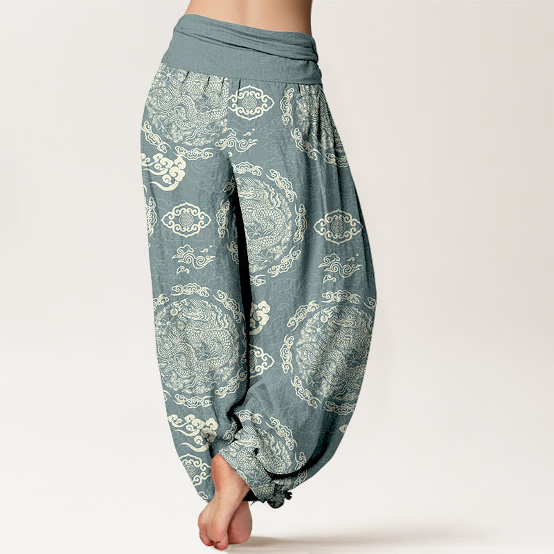 Breathable Cotton Dragon Cloud Mindful Movement Harem Pants