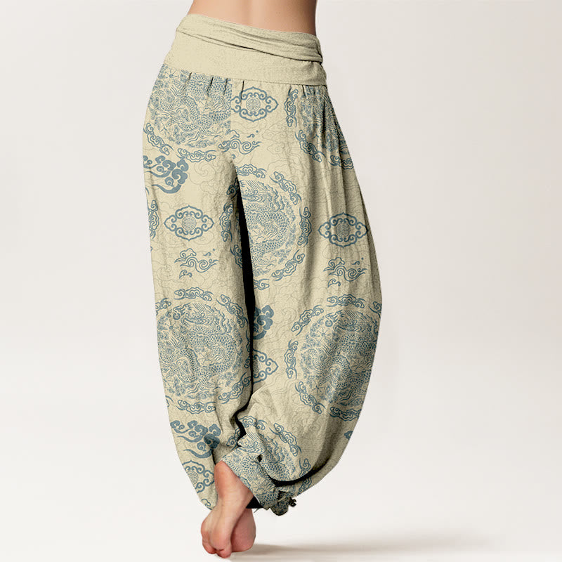 Breathable Cotton Dragon Cloud Mindful Movement Harem Pants