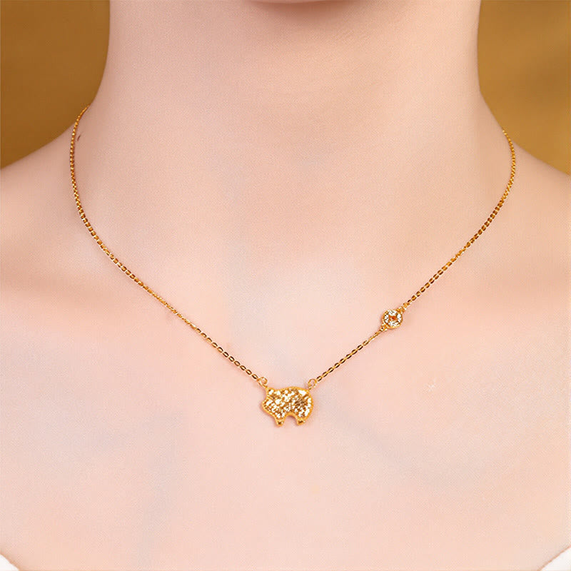 Year Of The Horse Chinese Zodiac 925 Sterling Silver Coin Design Blessing Chain Necklace Pendants