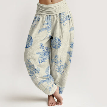 Botanical Cotton Elastic Waist Meditation Harem Pants