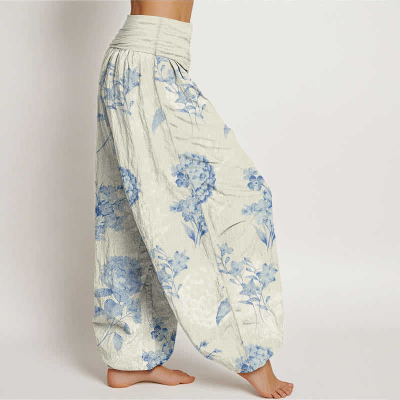 Botanical Cotton Elastic Waist Meditation Harem Pants