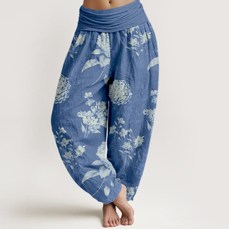 Botanical Cotton Elastic Waist Meditation Harem Pants