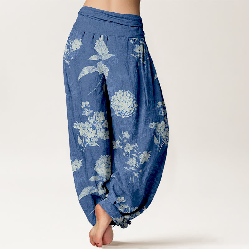 Botanical Cotton Elastic Waist Meditation Harem Pants