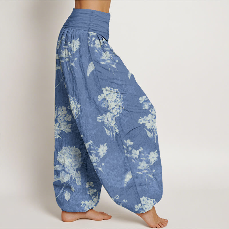 Botanical Cotton Elastic Waist Meditation Harem Pants