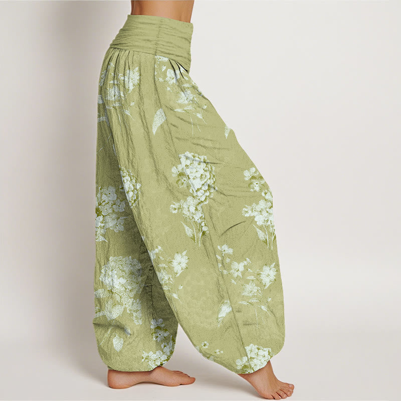 Botanical Cotton Elastic Waist Meditation Harem Pants