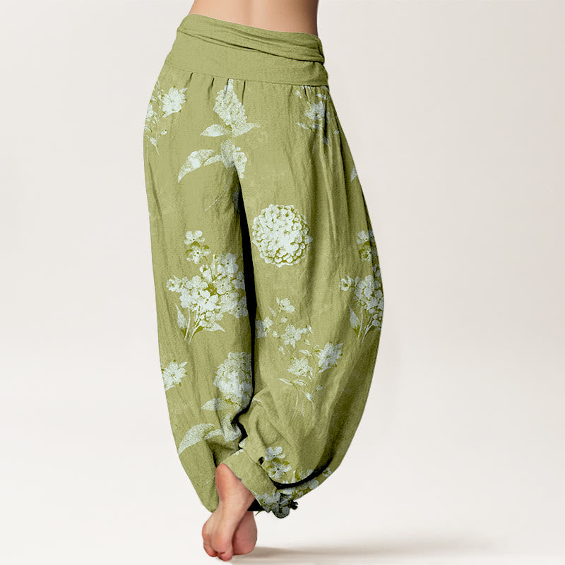 Botanical Cotton Elastic Waist Meditation Harem Pants