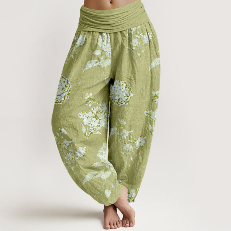 Botanical Cotton Elastic Waist Meditation Harem Pants