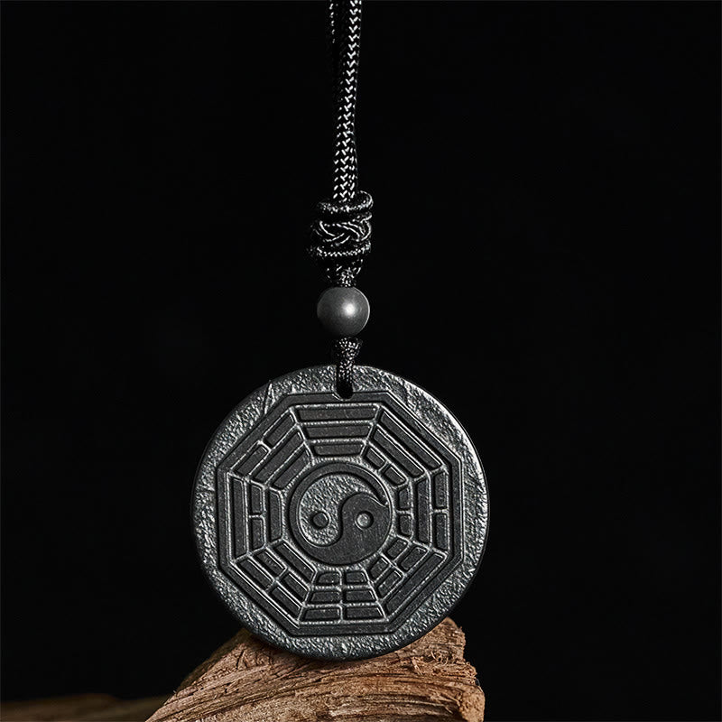 Authentic Shungite Stone Yin Yang Bagua Protection Necklace Pendant