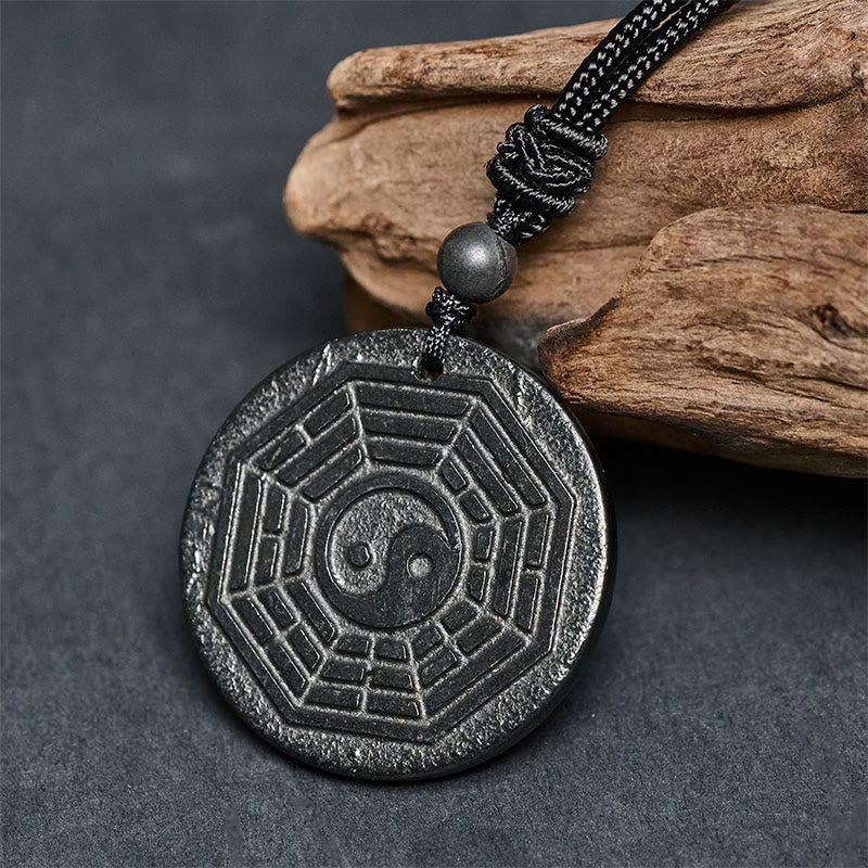 Authentic Shungite Stone Yin Yang Bagua Protection Necklace Pendant