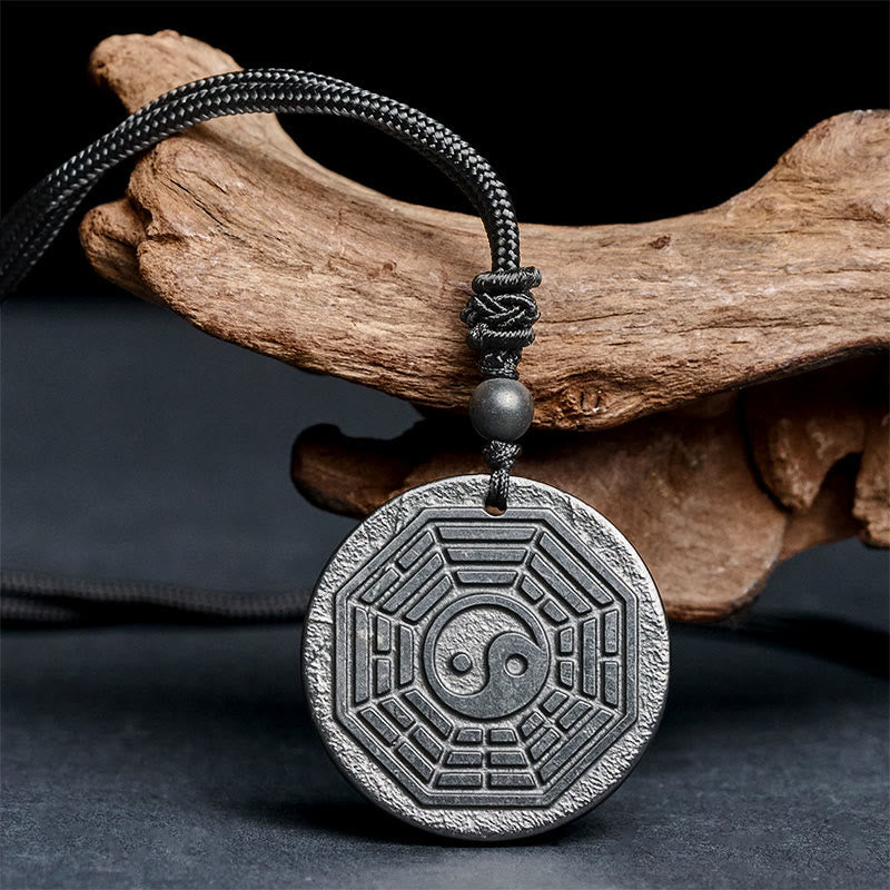 Authentic Shungite Stone Yin Yang Bagua Protection Necklace Pendant