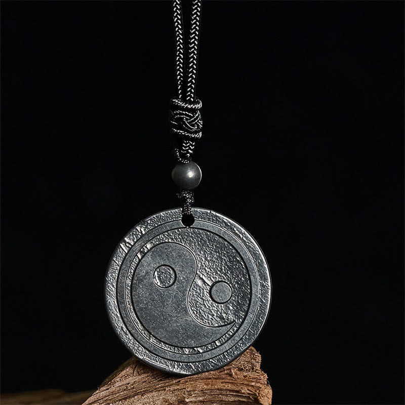 Natural Authentic Shungite Stone Carved Yin Yang Protection Necklace Pendant