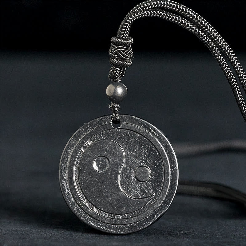 Natural Authentic Shungite Stone Carved Yin Yang Protection Necklace Pendant