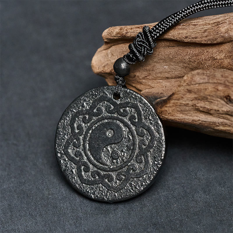 Tai Chi Yin Yang Symbol Authentic Shungite Stone Inner Strength Necklace Pendant