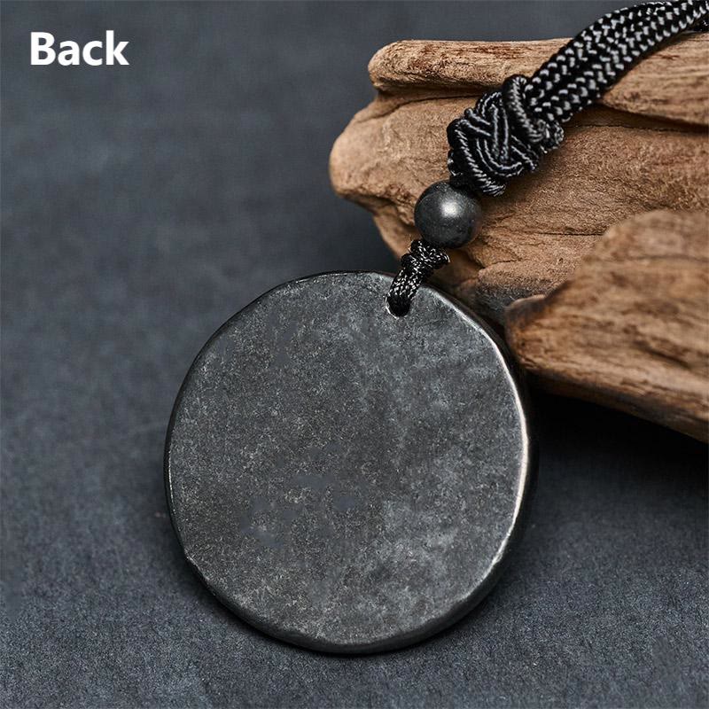 Carved Dragon Pattern Authentic Shungite Stone Inner Strength Necklace Pendant