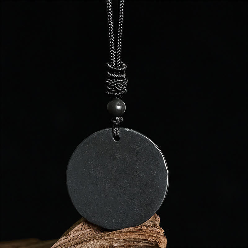 Circle Simple Design Authentic Shungite Stone Protection Necklace Pendant