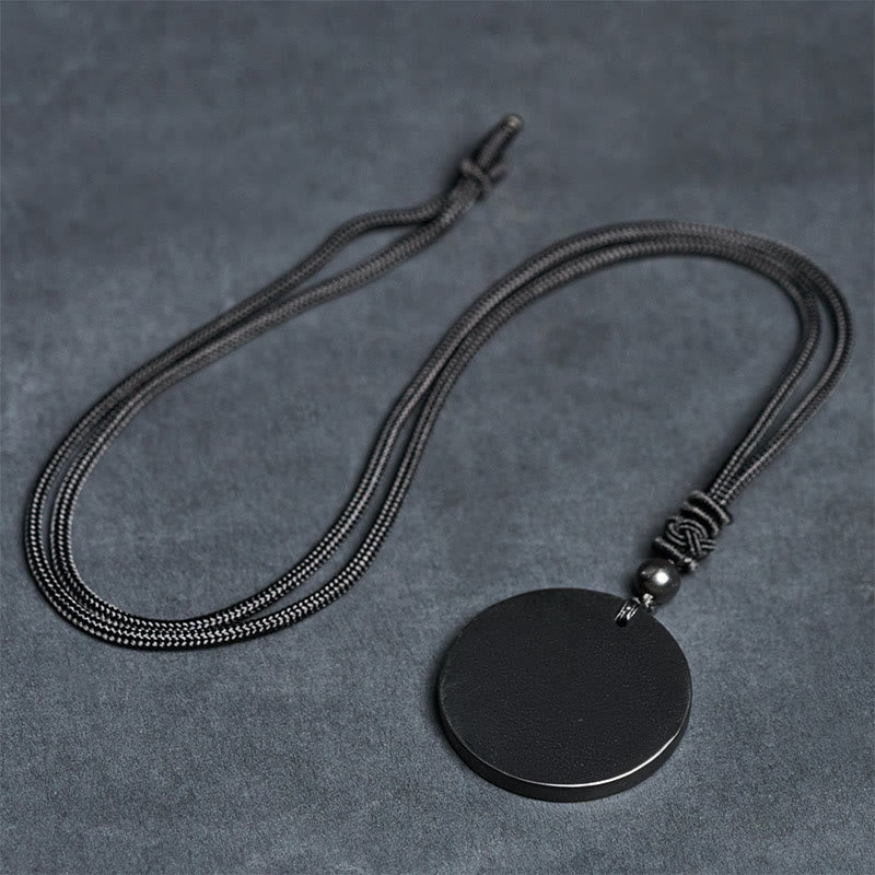 Circle Simple Design Authentic Shungite Stone Protection Necklace Pendant