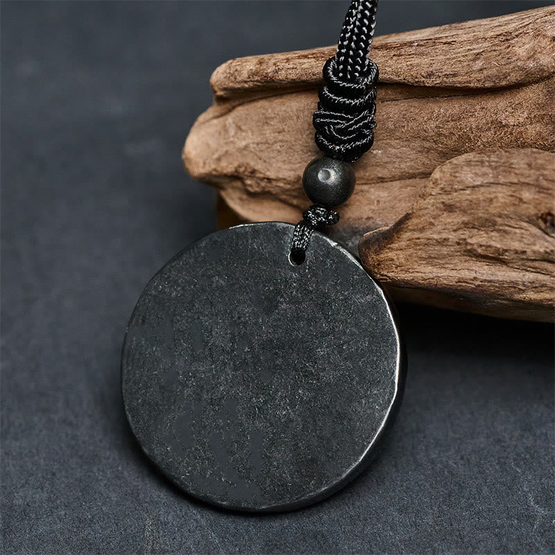 Circle Simple Design Authentic Shungite Stone Protection Necklace Pendant