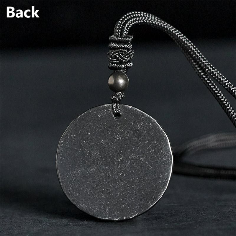 Flower of Life Carving Design Authentic Shungite Stone Protection Necklace Pendant