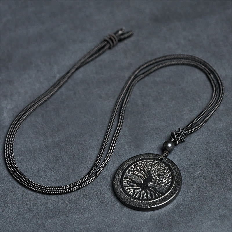 The Tree of Life Carving Pattern Authentic Shungite Stone Protection Necklace Pendant