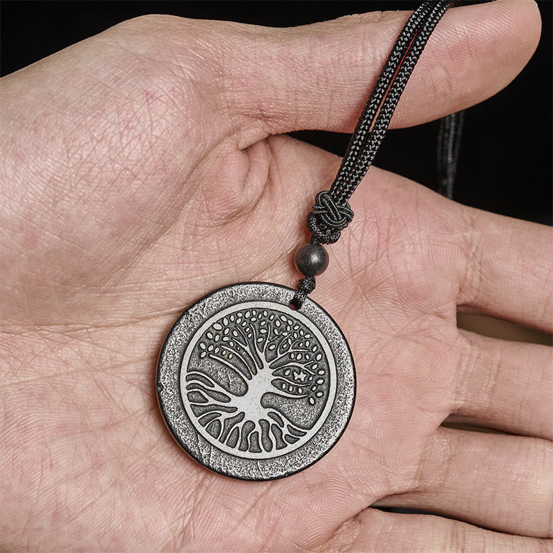 The Tree of Life Carving Pattern Authentic Shungite Stone Protection Necklace Pendant