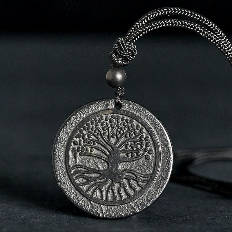 The Tree of Life Carving Pattern Authentic Shungite Stone Protection Necklace Pendant