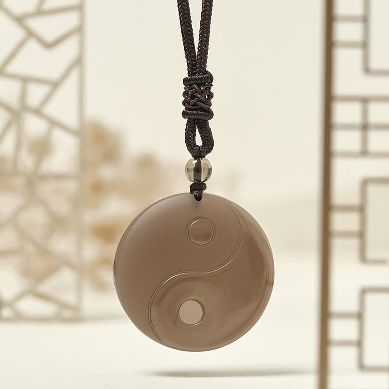 Yin Yang Symbol Ice Obsidian Positive Necklace Pendant