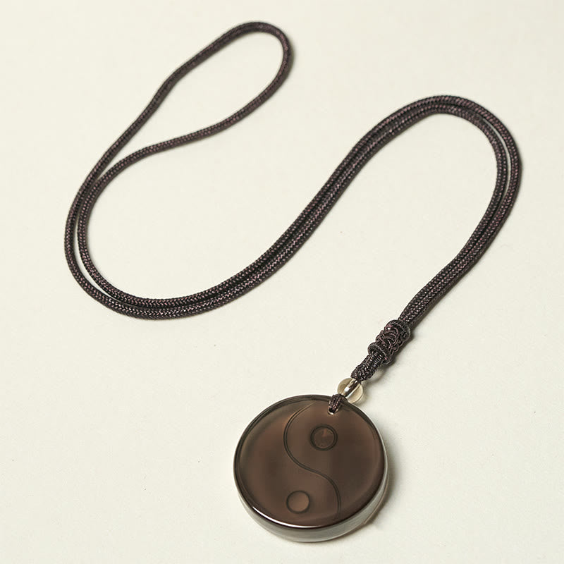 Yin Yang Symbol Ice Obsidian Positive Necklace Pendant