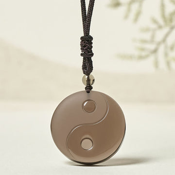 Yin Yang Symbol Ice Obsidian Positive Necklace Pendant