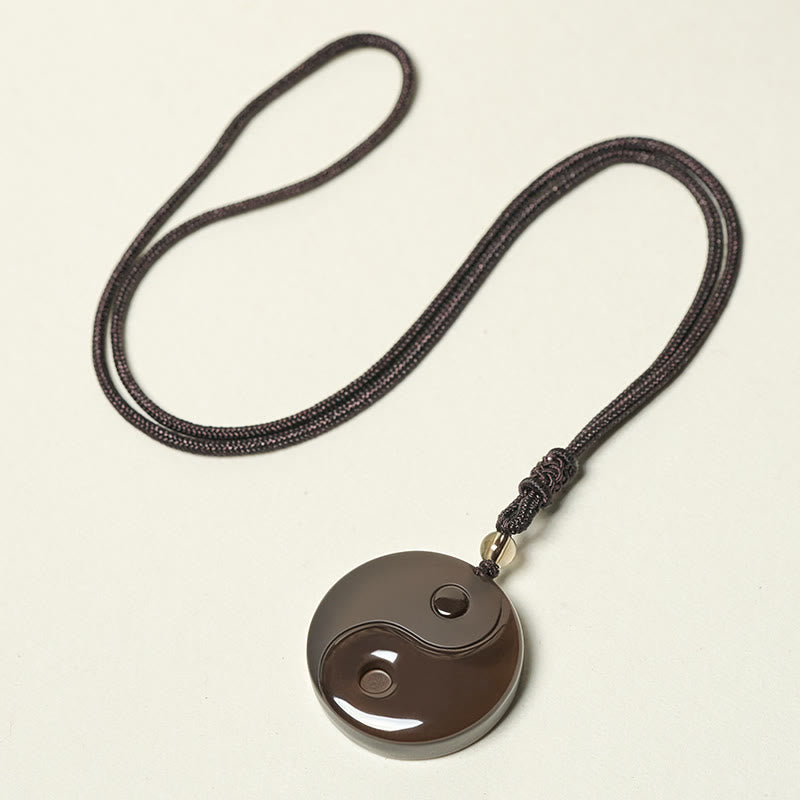 Yin Yang Symbol Ice Obsidian Positive Necklace Pendant