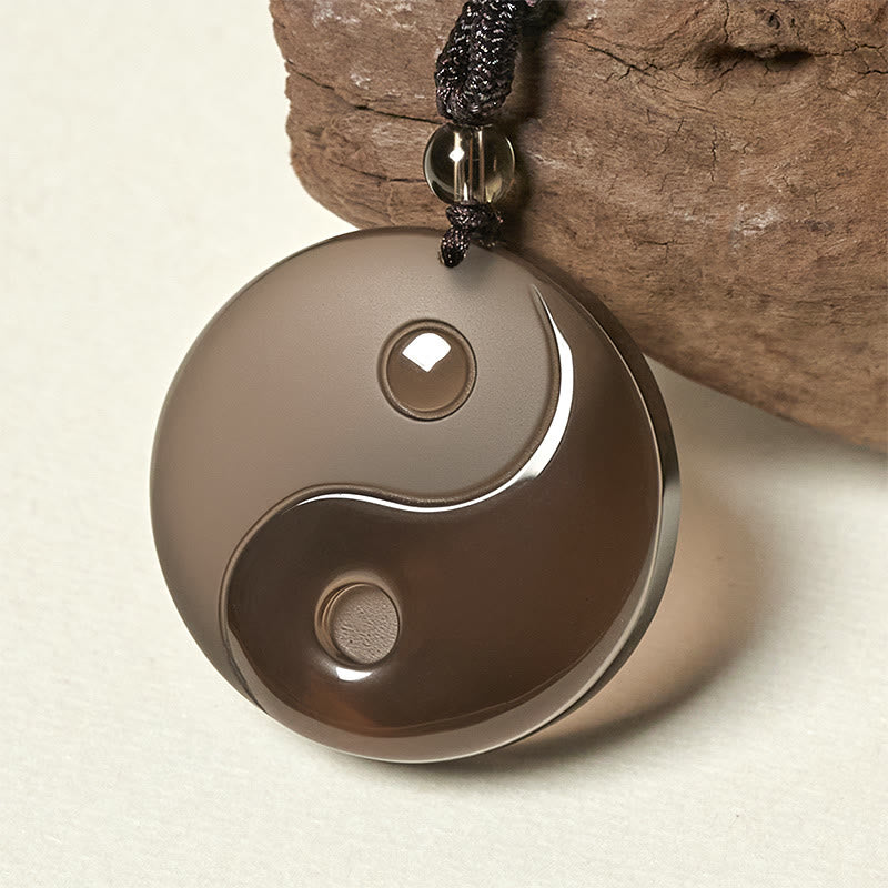 Yin Yang Symbol Ice Obsidian Positive Necklace Pendant