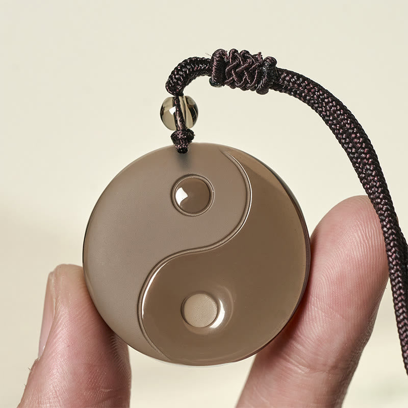 Yin Yang Symbol Ice Obsidian Positive Necklace Pendant