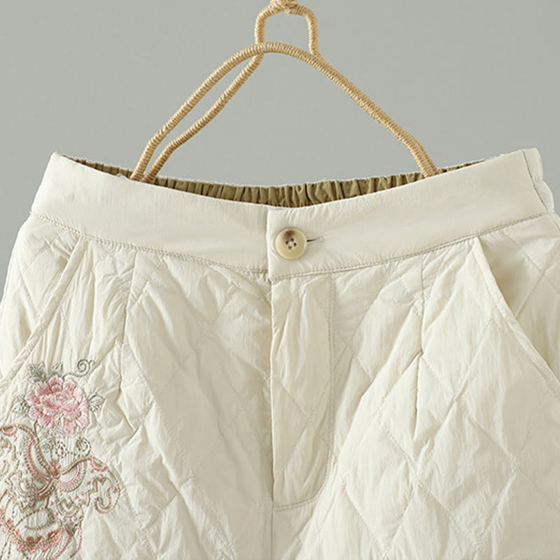 Structured Cotton Rhombus Print Harem Meditation Pants