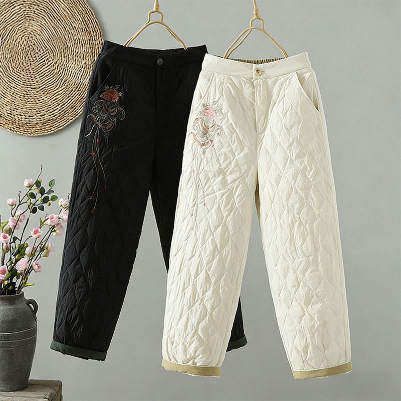 Structured Cotton Rhombus Print Harem Meditation Pants