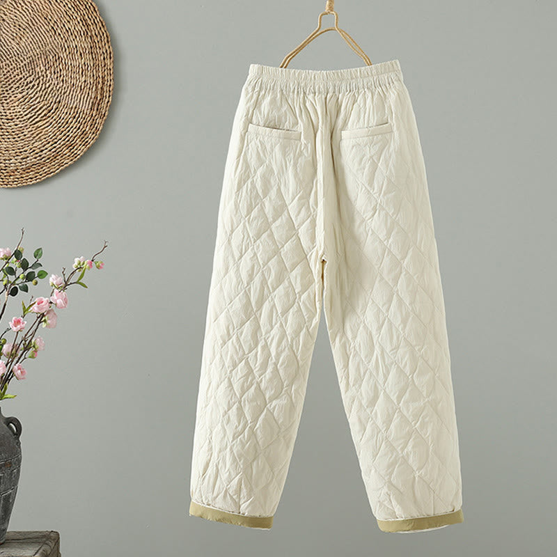 Structured Cotton Rhombus Print Harem Meditation Pants