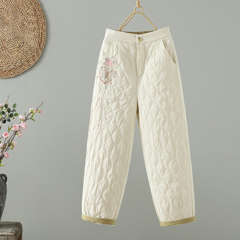 Structured Cotton Rhombus Print Harem Meditation Pants