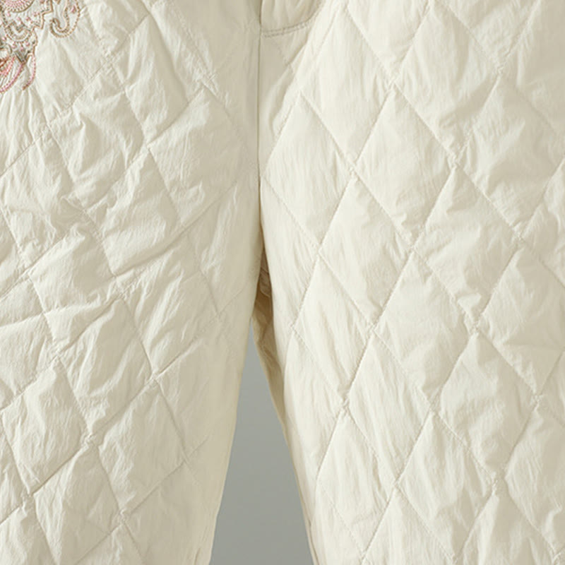 Structured Cotton Rhombus Print Harem Meditation Pants