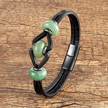 Amethyst Crystal Stone Double Leather Relieves Stress Round Bracelet