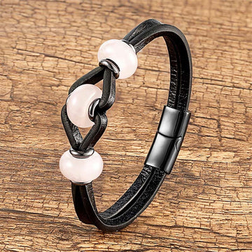 Amethyst Crystal Stone Double Leather Relieves Stress Round Bracelet
