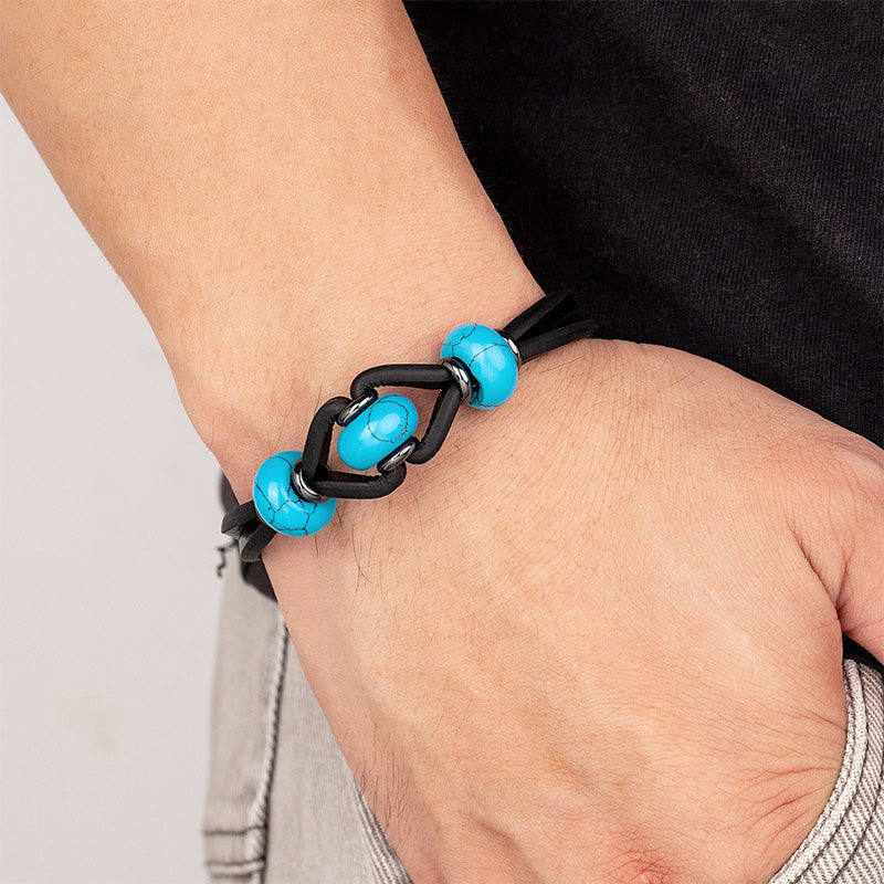 Amethyst Crystal Stone Double Leather Relieves Stress Round Bracelet