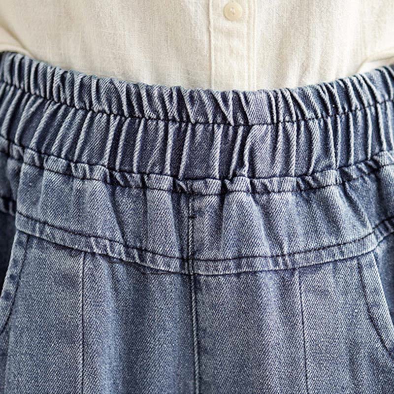 Fall Vintage Distressed Design High Waist Women's Wide Leg Pants With Pockets