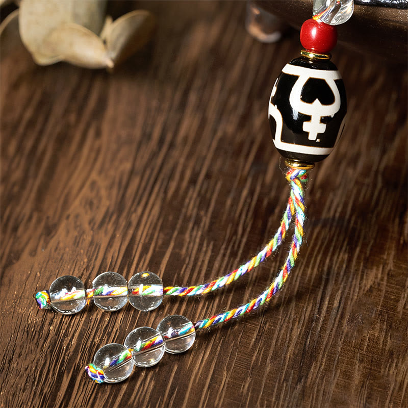 108 Beads Liuli Crystal Dzi Bead Agate Blessings Tassel Mala