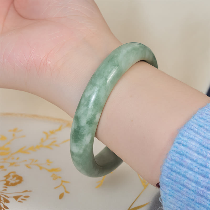Natural Jade Simple Design Minimalist Solid Bangle Bracelet