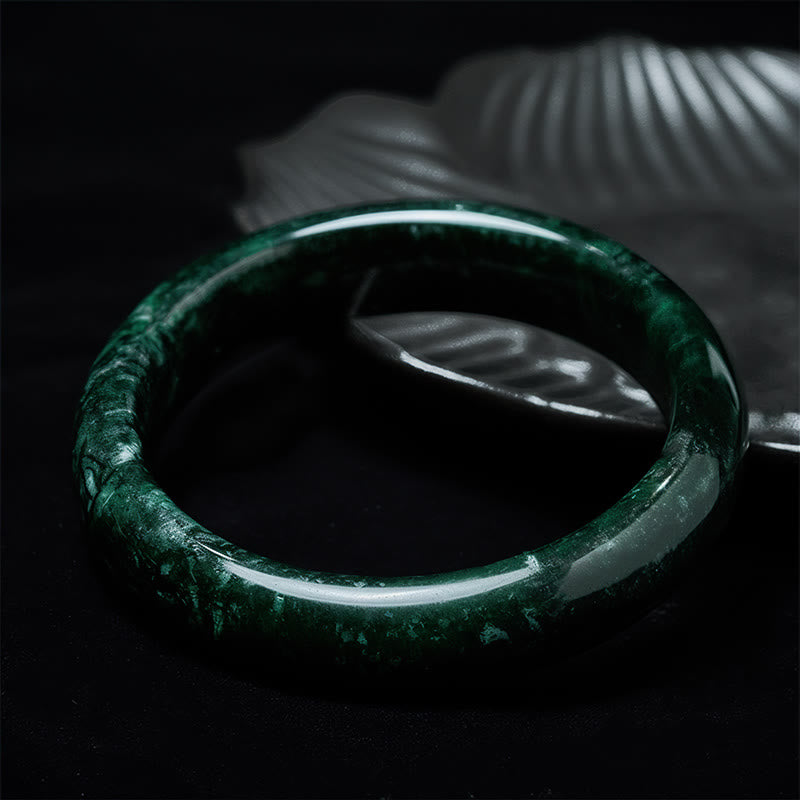 Solid Nanyang Black-Green Jade Natural Stone Bangle Bracelet