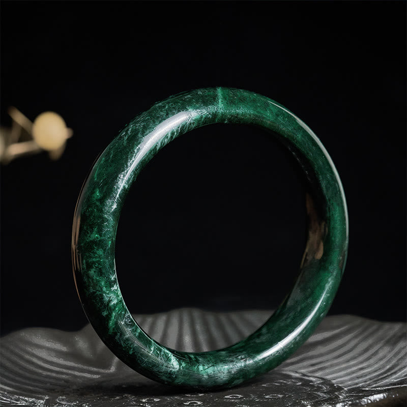 Solid Nanyang Black-Green Jade Natural Stone Bangle Bracelet