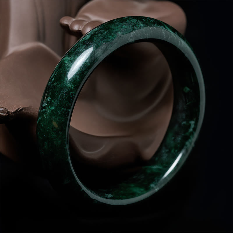 Solid Nanyang Black-Green Jade Natural Stone Bangle Bracelet