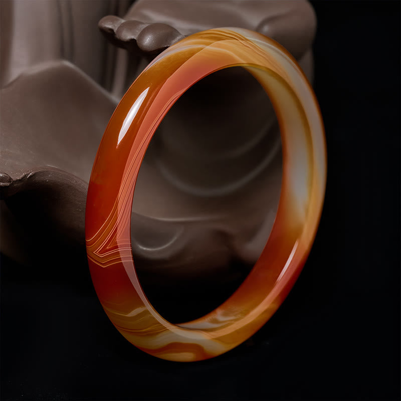 Veined Pattern Red Agate Calm Cuff Bangle Bracelet