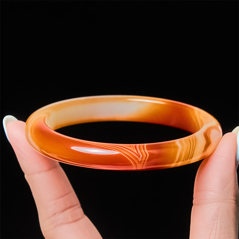 Veined Pattern Red Agate Calm Cuff Bangle Bracelet