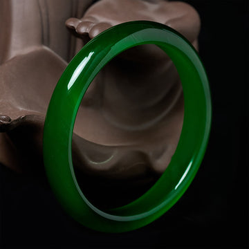 Minimalist Green Cat's Eye Polished Thin Bangle Bracelet